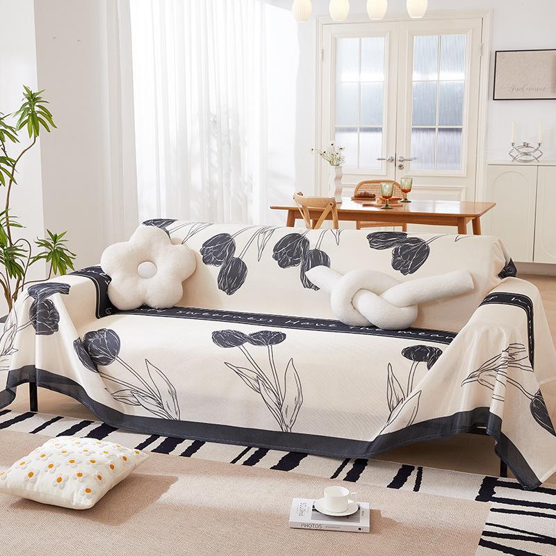 Summer Ice Silk Sofa Towel Muqing All-Inclusive Sofa Cover Dust Cover Cool Breathable Living Room One-Piece Sofa Cover Cloth