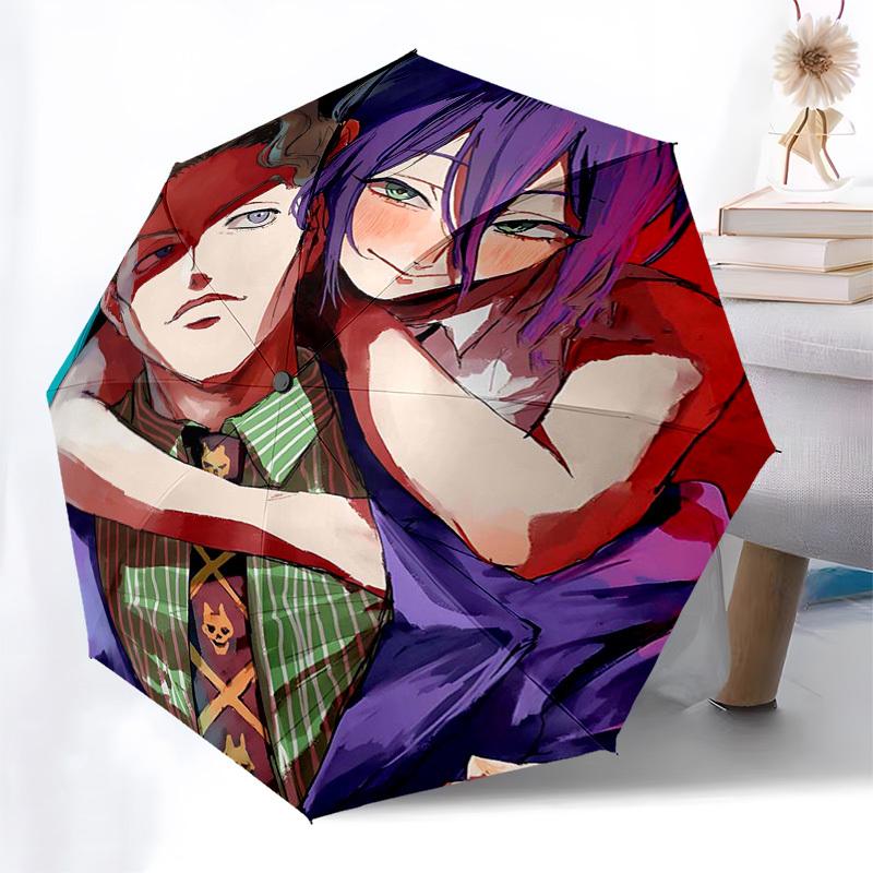 1pc Outdoor Umbrella with Anime Characters, Automatic Opening/Closing, Portable 3-Fold Design, 8-Rib Iron Frame - Perfect Gift for Fans, Traveler