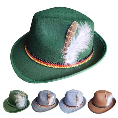 Muži Fedora Retro Jazz Klobouk Dekor peříčka a lana Zakřivený okraj Jednobarevný Oktoberfest Party Festivaly Sváteční čepice Bowler