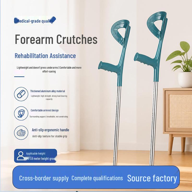 Stainless Steel Non-Slip Cross-Elbow Crutches for Young Adults