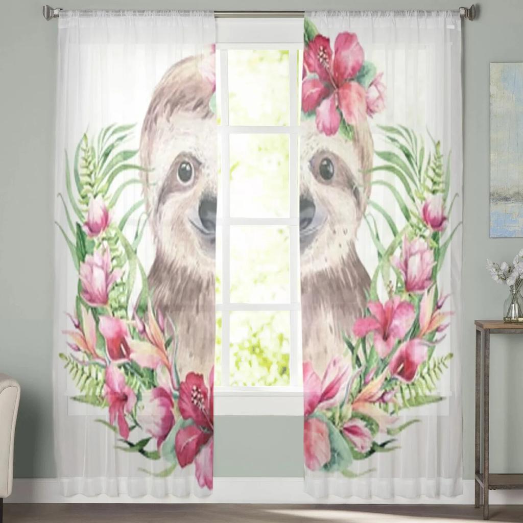 Akvarell Tecknad Sengångare Chiffong Skira Gardiner För Vardagsrum Sovrum Dekoration Fönster Tyllgardiner Draperier