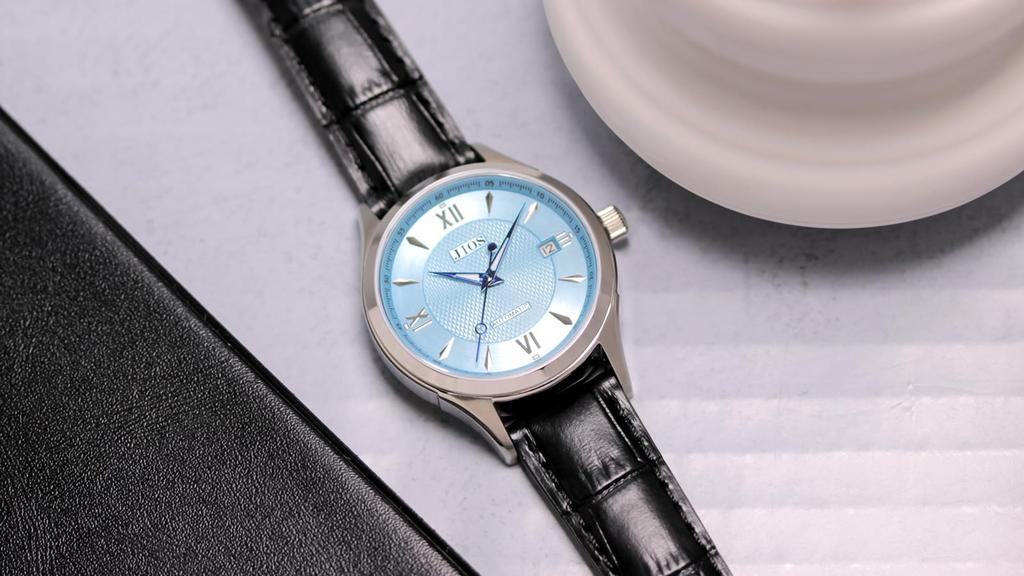 JIOS Automatic Domestically Genuine Leather MADE IN Sapphire Glass Blue X Blue Hands X Black Crocodile Embossed [JIOS] Japanese-made Watch, Watch,