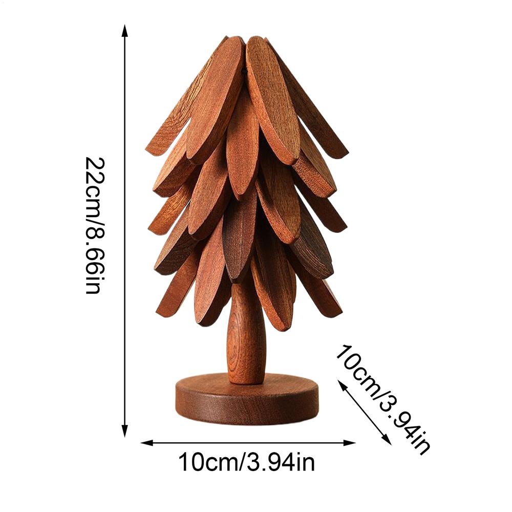 Wood Trivet Tree Shape Heat Resistant Coasters for Kitchen Table Protection Hot Pots Pans Dishes Bowls Cookware Christmas Gift