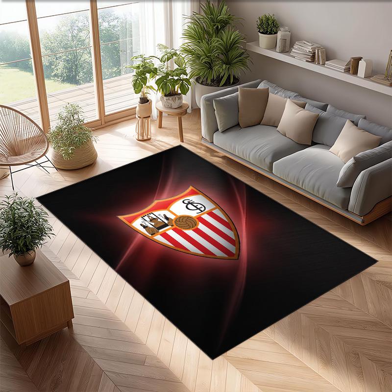 Sevilla FC Soccer Football Pattern Soft Area Rug Non Slip Indoor Floor Carpet Sports Decor Mat for Bedroom