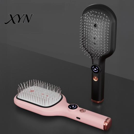 Hair Smoothing Spray Brush Electric Massage Brush, USB Rechargeable Misting Air Cushion Anti-static Anti-Frizz Detangler Steam Comb for Dry