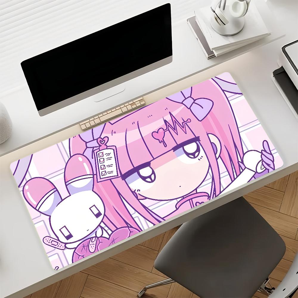 Gaming Mouse Pad Large Antislip Stitched Edges Cute Pink Kawaii Anime Girl Mat for PC Gamers and Daily Office Desk Use