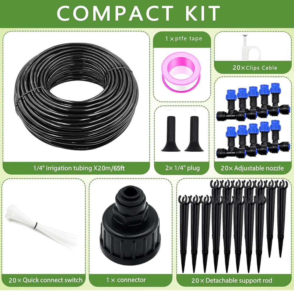 10-30M Drip Irrigation Kit Automatic Garden Watering System with 1/4 Quick Connect for Raised Beds