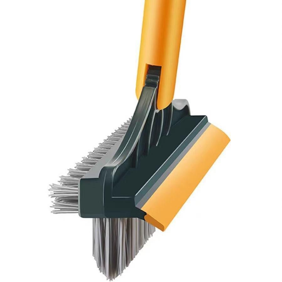 Long-Handled Bathroom Floor Gap Brush with Stiff Bristles for Effective Corner and Seam Cleaning