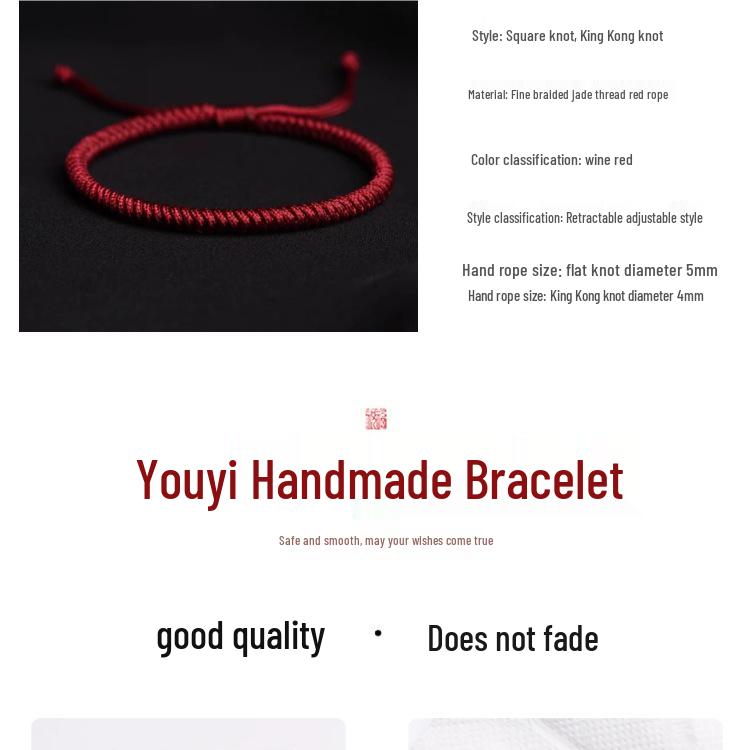 Burgunder Dunkelrot Geburtsjahr Armband: Unisex gewebtes Seil mit Diamant Glücksknoten, Geschenk zum Drachenjahr