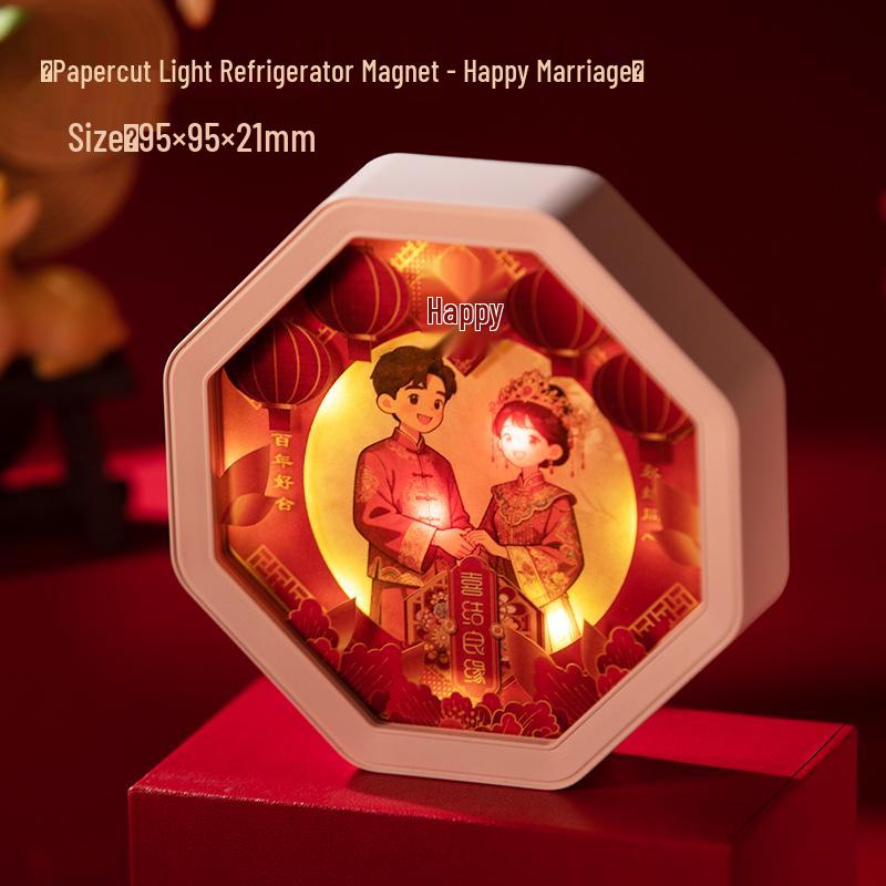 Guochao Paper Sculpture Fridge Magnet Souvenirs for Tourist Attractions
