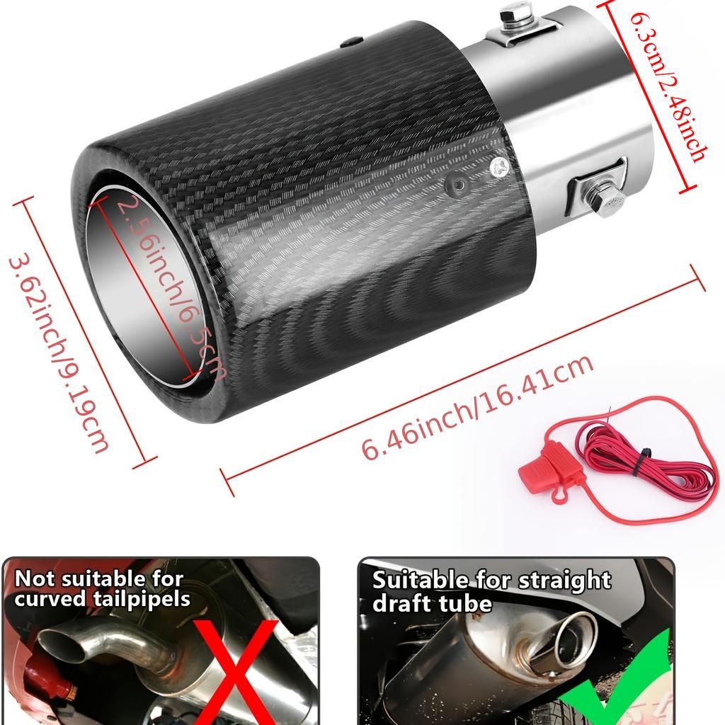 Țeavă de Eșapament cu LED pentru Mașină, Tip Muffler, Dreaptă, Lumină Roșie/Albastră, Flăcări, Modificată, Ieșire Unică, Țeavă de Eșapament, Gâtul Cozii