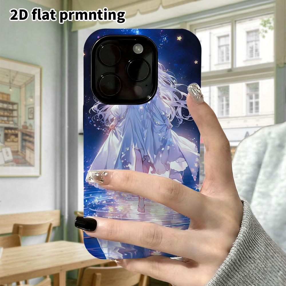 Phone Case: 2D Flat Design Suitable for iPhone 18, 17, 16, 15, 14, 13 Pro Film Protective Case, Couple Style, White-Haired Goddess, Christmas and Hall