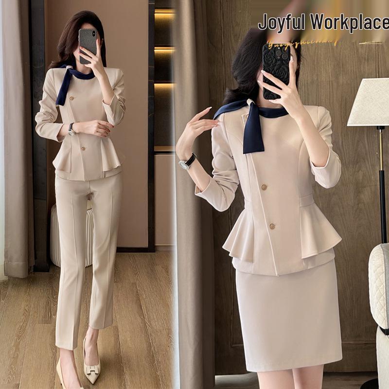 

Women s Long Sleeve Professional Suit Set - Elegant Spring Workwear for Salon & Jewelry Store XL