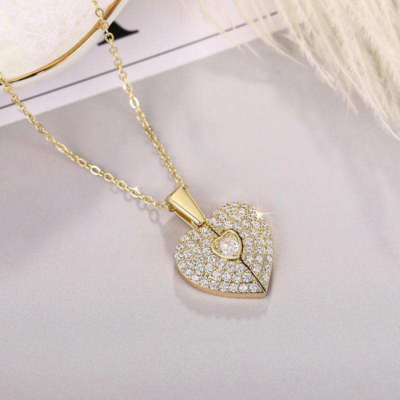 

CAOSHI Chic Pendant Necklace for Women Romantic Heart Shaped Design Fashion Accessories Gold Color/Copper Color Wedding Zircon 45cm