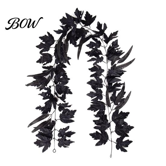 Halloween Party Supplies Artificial Maple Leaf Vine Decor, Fall Wall Hanging Garland Seasonal Decorations for Scene, Spooky Thanksgiving Home Ornament