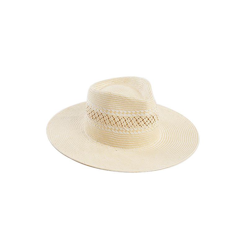 Spring and summer fashion casual hand-woven rhombus flower hollow wide brim jazz straw hat household sunscreen sunshade imported paper straw hat tide