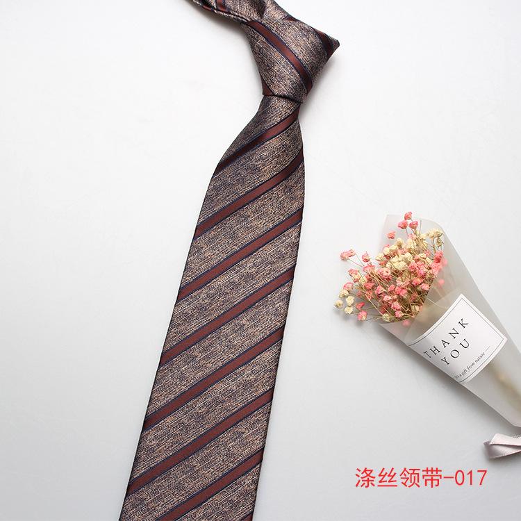 Men'S Trendy Striped Jacquard Polyester Silk Tie, Professional Dress Tie For Work