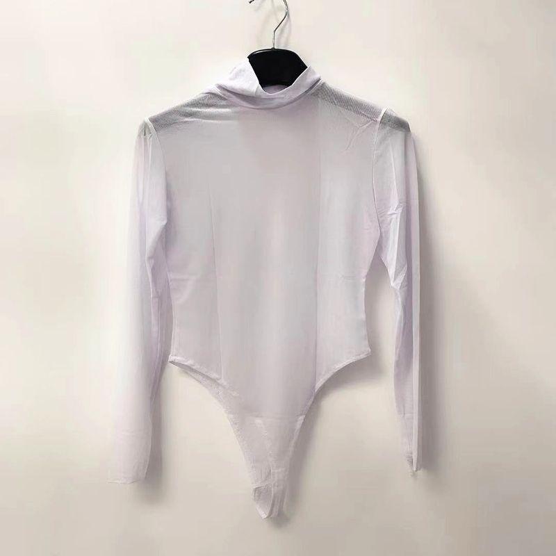 

Весенне-летняя мода Футболка с длинными рукавами, тонкая, с мелкой сеткой, с вырезами White turtleneck S