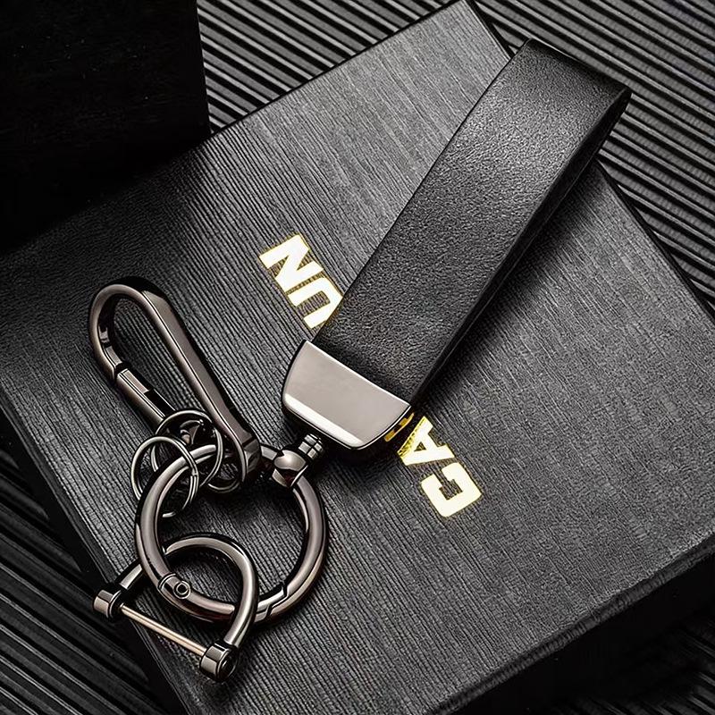Men's Luxury Leather & Metal Keyring Gift