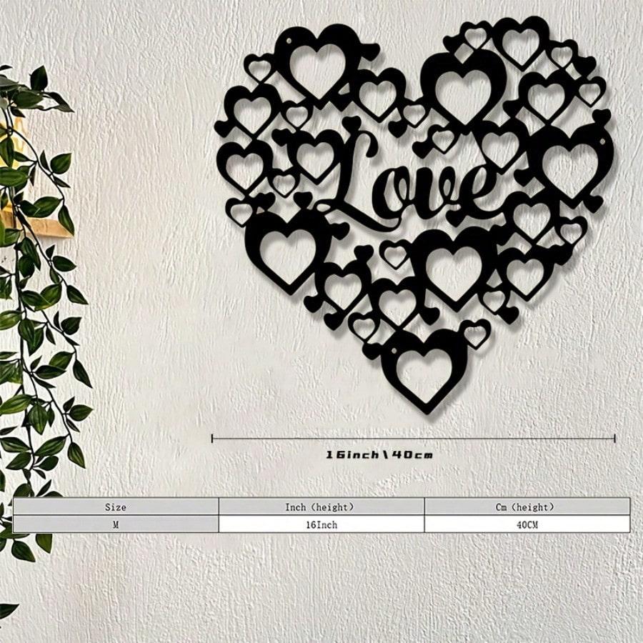 

Vintage Iron Heart Wall Art Black Metal Decor for Wedding Home Garden Valentine Gift