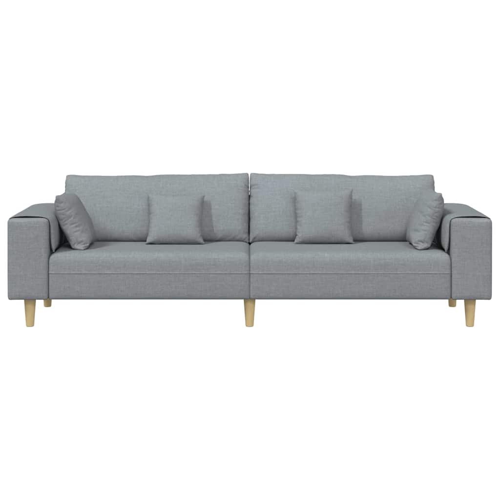 4 Seater Sofa with Cushions Light Grey 250 X 77 X 76 Cm Fabric