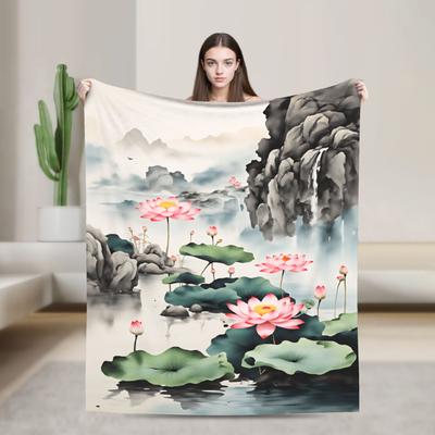 Chinese Ink Painting Blankets Quality Comfortable Throw Blanket Winter Travel Couch Bed Print Bedspread