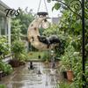 Pendentifs Décoratifs à Suspendre pour Balcon, Lune Solaire Chat Noir Carillon Éolien Lumineux, Lampe Alimentée, Carillons de Guérison en Résine Imperméable avec Lumières Décoration Extérieure pour