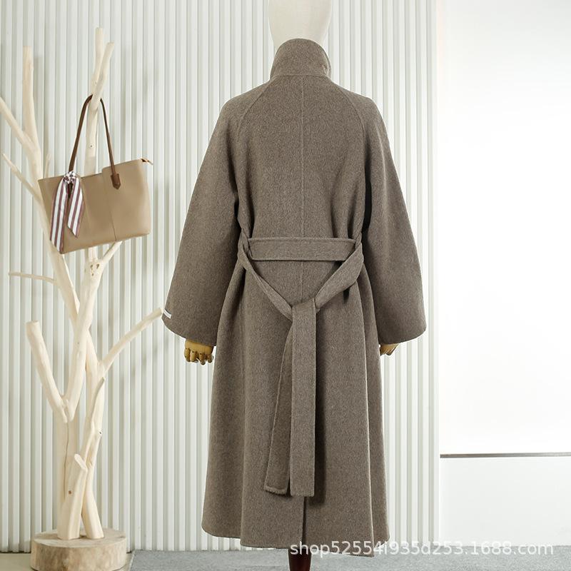 Loose Belt Long Wool Coat Double-sided Woolen Coat Thin Women Woolen Coat Women