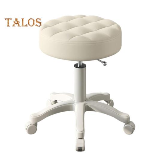 

Табурет на колесиках с мягкой подушкой из искусственной кожи, регулируемой высотой, вращающийся на 360 градусов, без подлокотников, без спинки, для черчения, работы, СПА, салона, бара, кафе, домашнего офиса бежевый