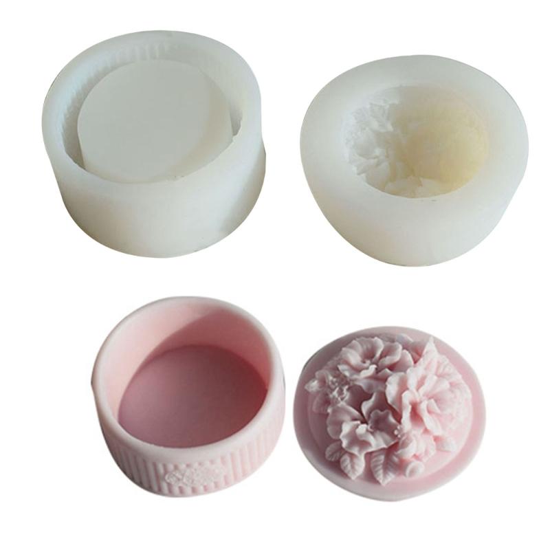 Crystal Resin Silicone Molds with Lid Birthday Rose Decorative Storage Box Mold X3UC