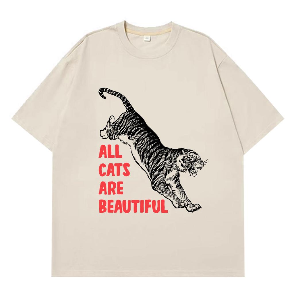 fashion Cat funny meme tshirt Unisex Unisex vintage tshirts Summer shortsleeved loose casual cotton oversized Tshirts Streetwear