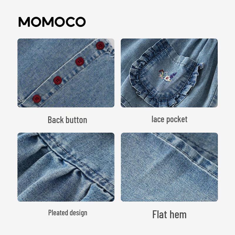 MOMOCO Girls' Sleeveless Denim A-Line Dress
