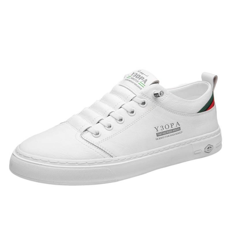 Men's Shoes Spring New Fashion Trend Board Shoes Men's Breathable Soft Sole Non-slip Versatile Sports Leisure Leather White Shoes