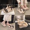 Sponge Cake Bottom Slope Heel Sandals Women's Summer New Women's Shoes Fashion Flower Platform One-button Sandals