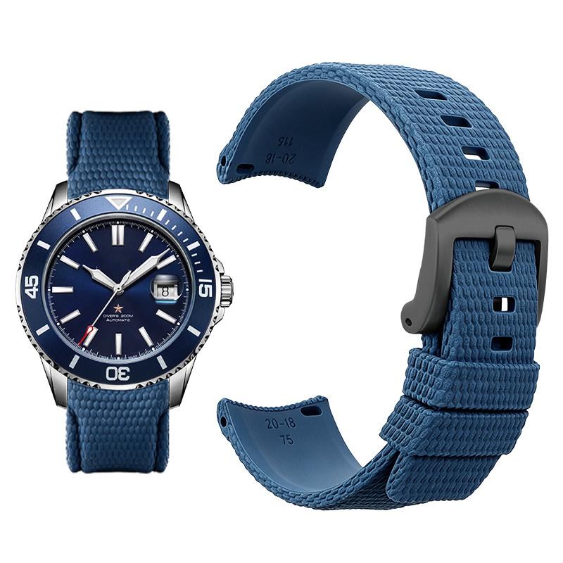 Curved arc-shaped fluororubber Watch strap for original OMEGA X Swatch X Blancpain Scuba Fifty Fathoms MoonSwatch FKM watchband
