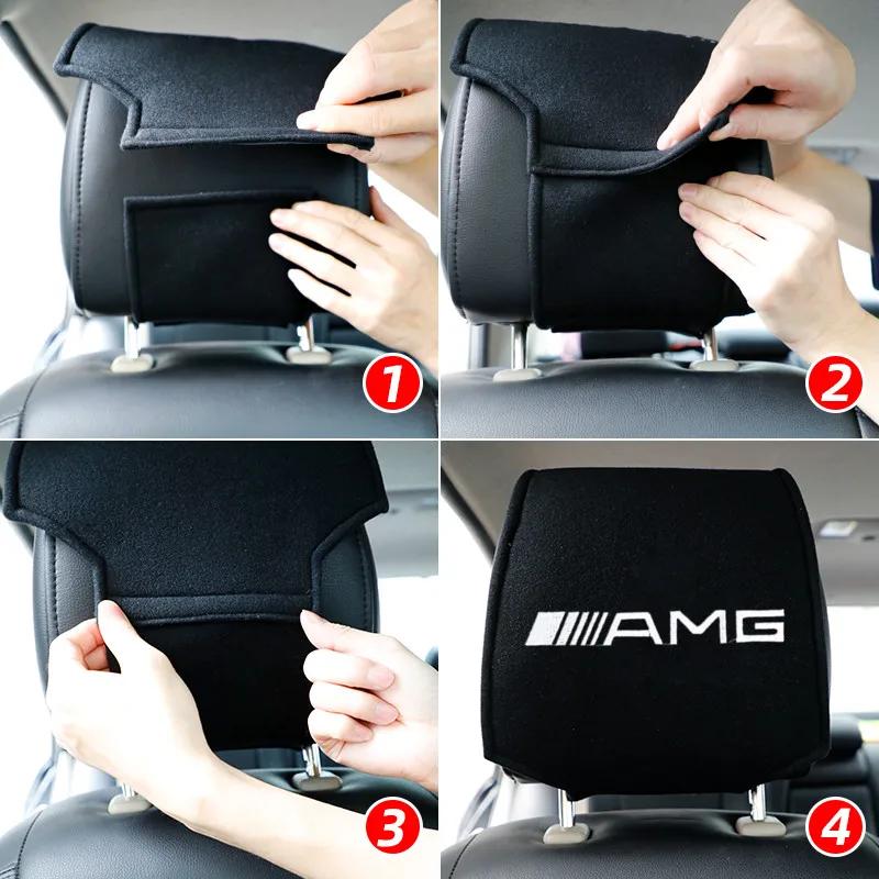 GLC GLB 1PCS Hot car headrest cover fit for Mercedes Benz W212 W204 W211W168 W213 W205 W169 W176 W177 W210 W108 W124 Accessorie