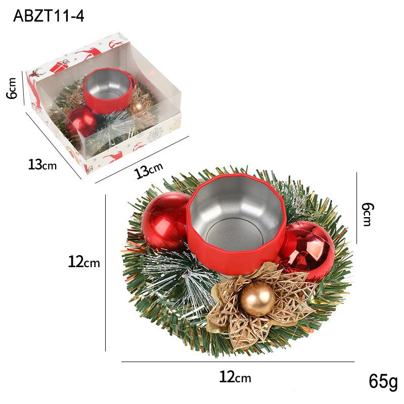 New Christmas candle holder, imitation wreath, lamp holder ornament, vintage wooden glass candle holder, dried flower aromatic candle holder