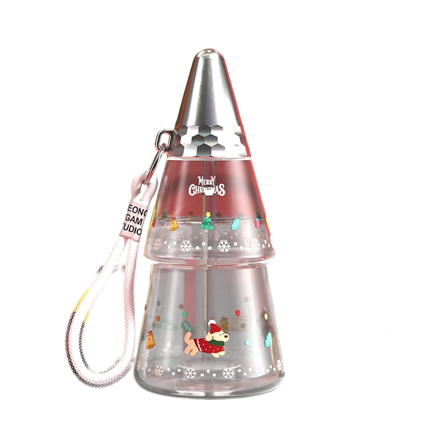 

Christmas Children s Water Bottle Cartoon Plastic Cup With Lifting Student Straw Cup One Size