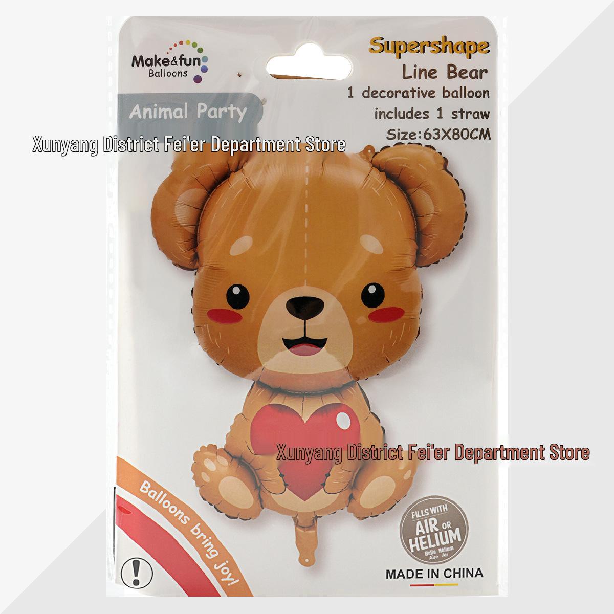 Influencer-Themed Cute Cartoon Teddy Bear Balloon and Card for Birthday Party Decoration and Photos