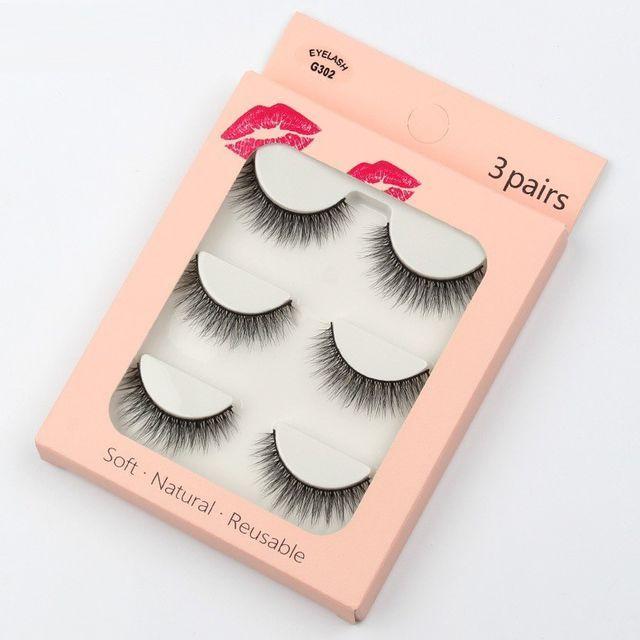 Lashie - Set of 3 Pairs: Volume Crisscross False Eyelashes G306