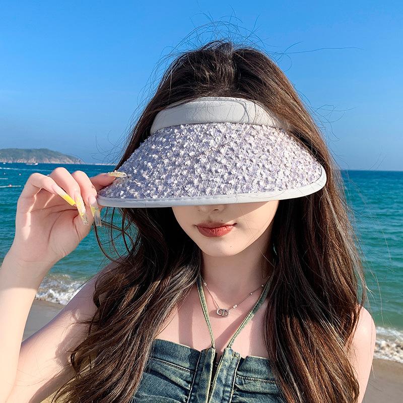 Summer headband, empty top hat, big eaves, outdoor sunscreen, sun hat, children's fashion versatile trend shows the face, small sun hat