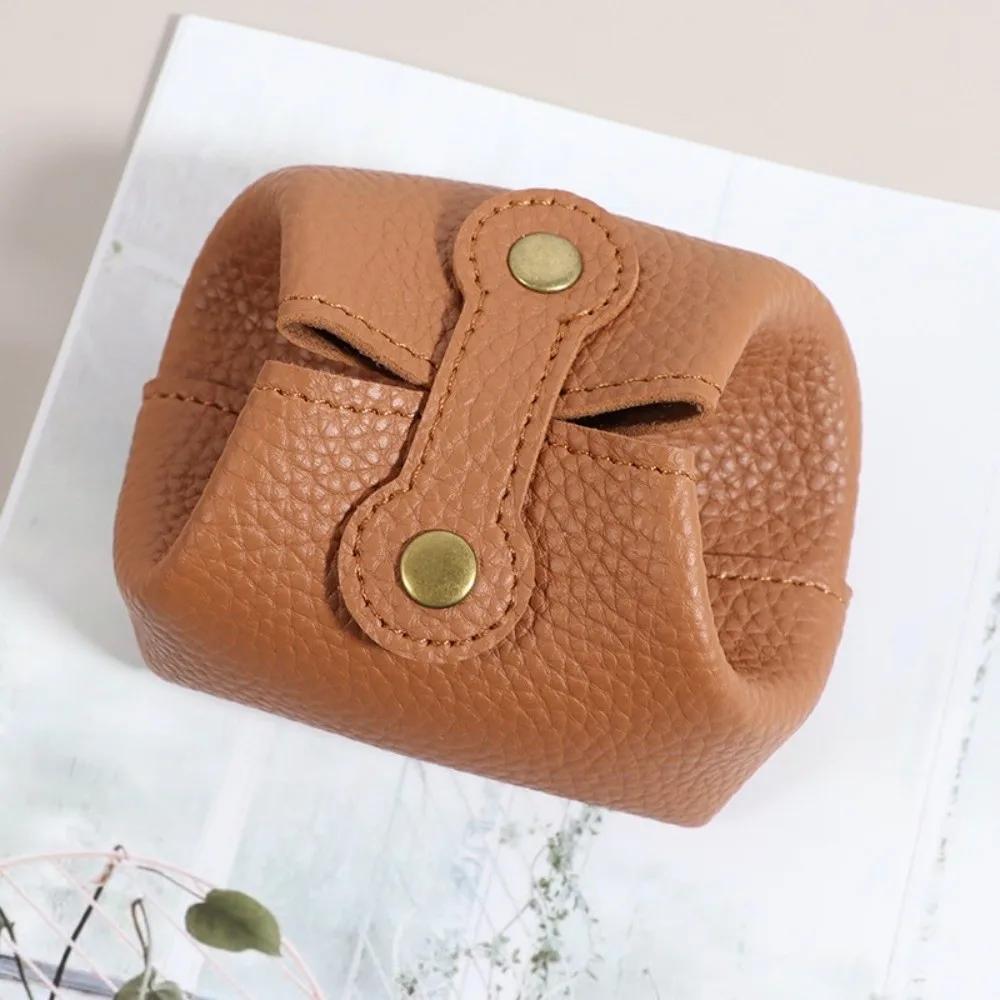 Portable Solid Color PU Leather Coin Purse Small Size Car Key Storage Small Earphone Bag Storage Organizer