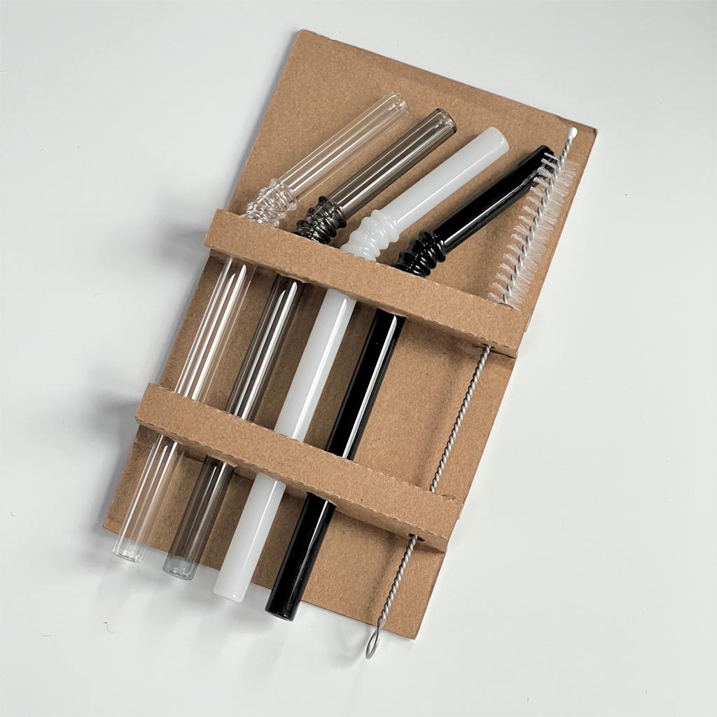 4PC/set Jade Color Glass Straw Heat Resistant Cold Beverage Bent Straws Reusable Straw 150mm*8mm Short Stem Drinking Straw