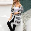2025 New INS Rhombus Plus Size Knitted Sweater Long Jacket