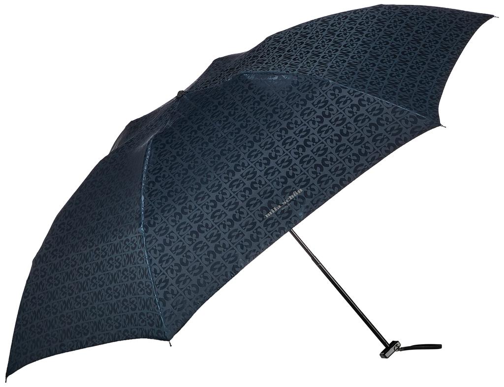 Folding Umbrella Mila Schon Logo Jacquard Umbrella Folding Umbrella Mini Umbrella Deep Blue Rib 60cm [Moonbat] Men's Men's Men's Length Approx.