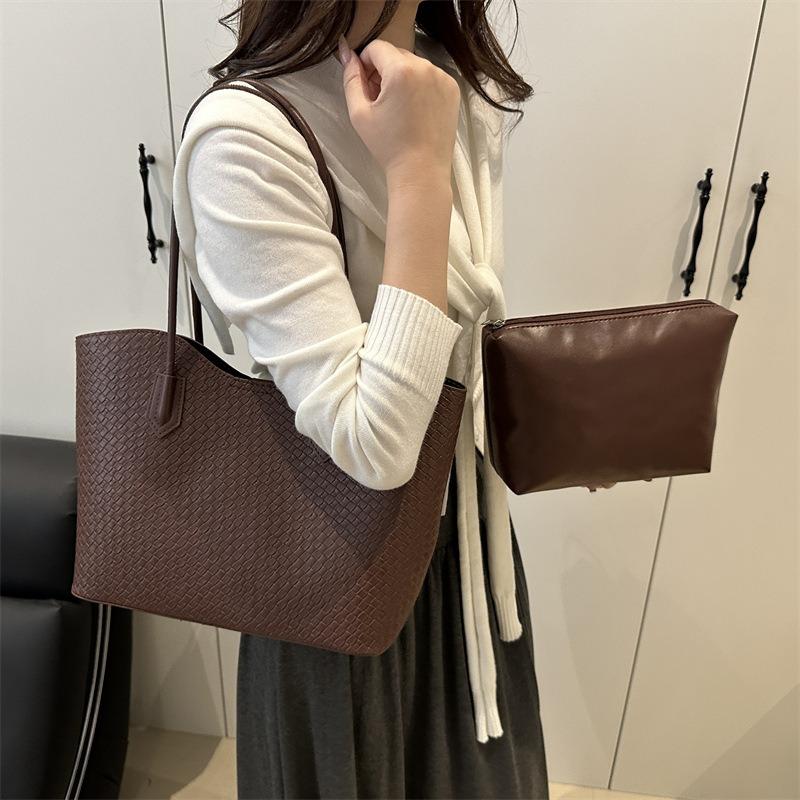 Retro atmospheric large-capacity mother and child bag 2 new simple and fashionable solid color tote bag underarm shoulder bag