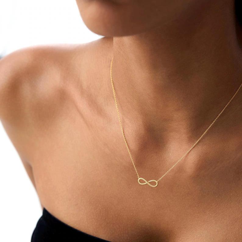 Women Gold Infinity Pendant Necklace Creative Twisted Wire Design Symbolizing Sacred And Lasting Love