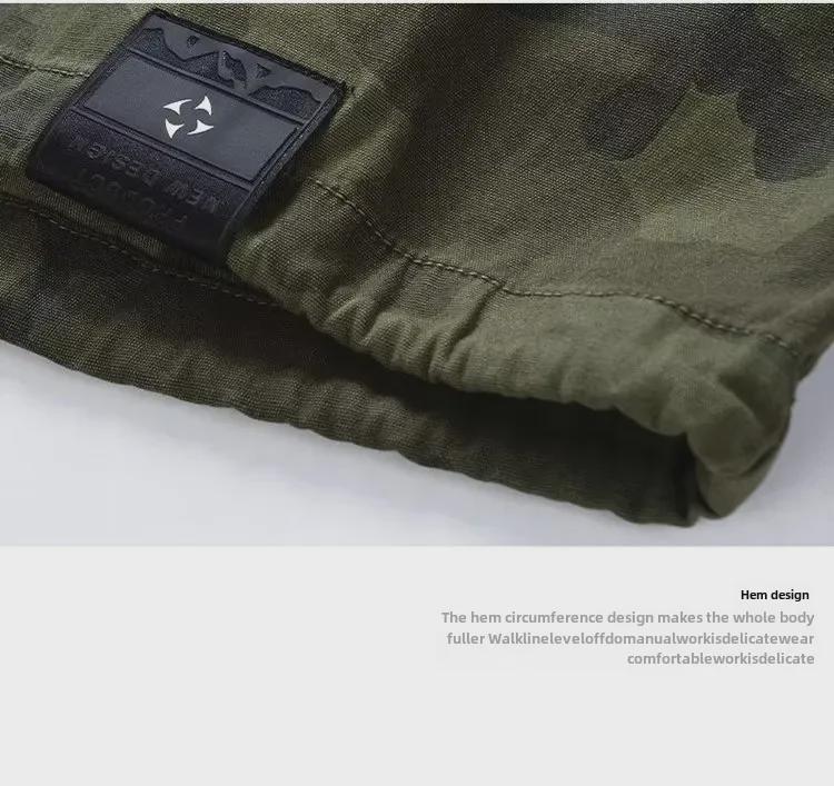 Retro American Camouflage Hooded Jacket: Autumn & Winter Outdoor Workwear with Half Zipper