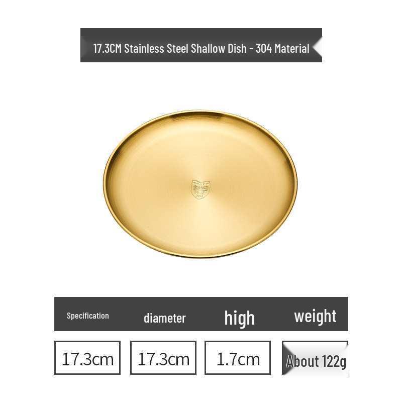 Gold Round 304 Stainless Steel Korean BBQ and Cake Tray