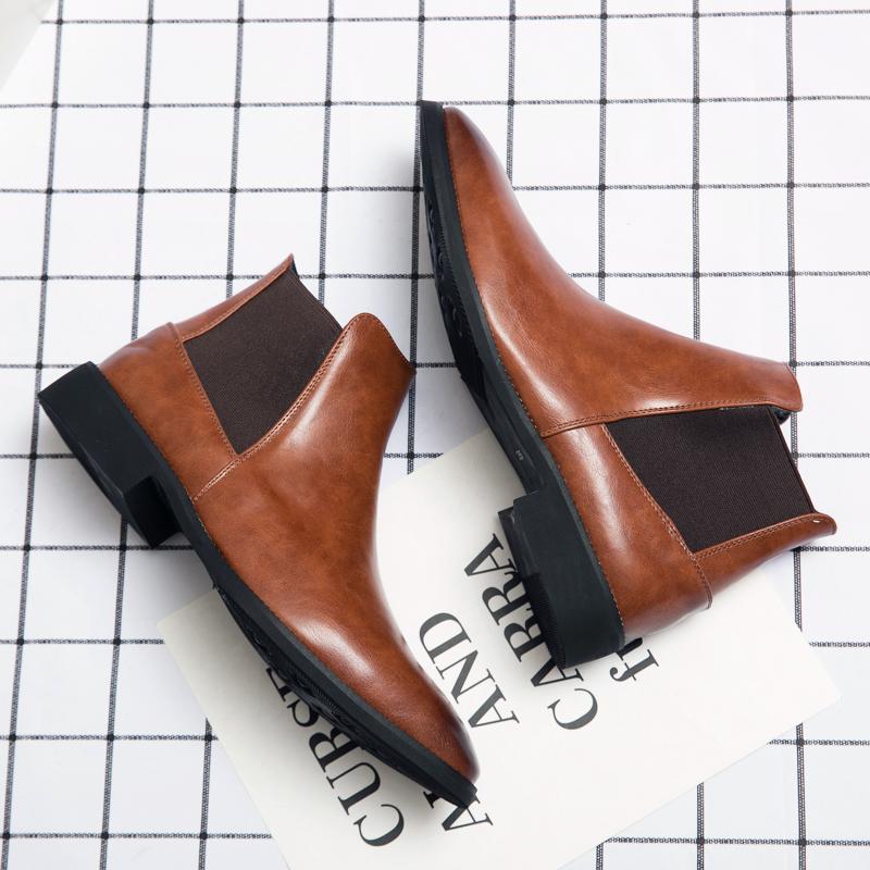 

Зимние ботинки мужские черные классические ботинки челси на молнии ботильоны с острым носком на низком каблуке толстая подошва деловые ботинки размер 37-45 новые 46